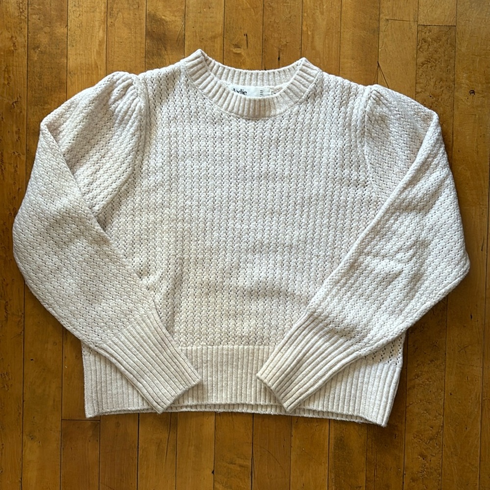 Powder Pink Puff Sleeve Sweater L